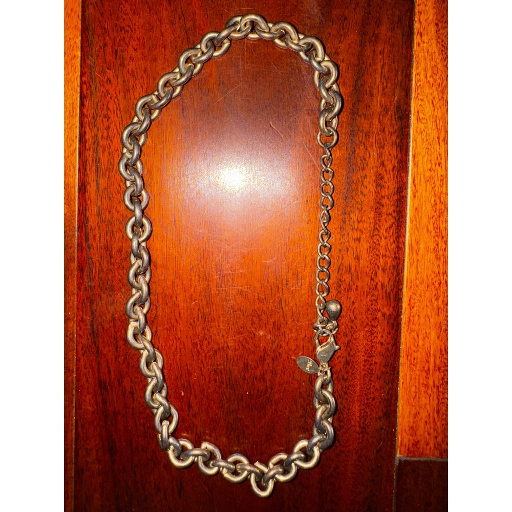 Vintage Best Chunky Cable Chain Necklace Womens 17 Silver Statement Good